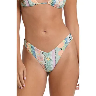Billabong Tide Pool V Hike Cheeky Bikini Bottoms in Light Blue Multi at Nordstrom, Size X-Small