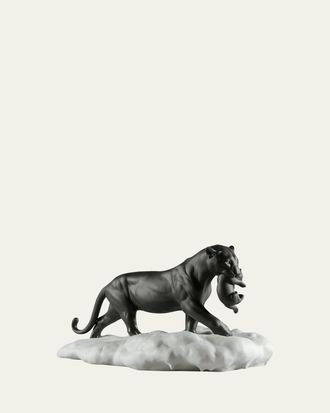 Lladro Black Panther with Cub Figurine