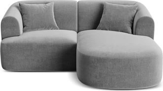 Cosmopolitan Design Sof&aacute; esquinero derecho modular 3 plazas de terciopelo gris