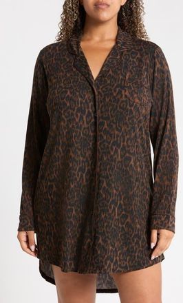 Nordstrom Moonlight Nightshirt in Brown- Black Elegant Leopard at Nordstrom, Size 3X