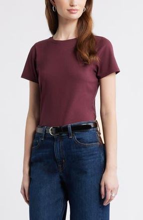 Nordstrom Pima Cotton Blend Crewneck T-Shirt in Burgundy Royale at Nordstrom Rack, Size Xx-Small