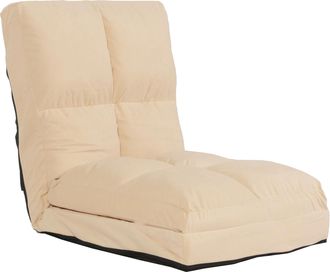 Hhg Sill&oacute;n De Suelo Hhg 914, Sill&oacute;n Plegable Sill&oacute;n Plegable Sill&oacute;n Funcional, Funci&oacute;n Dormir Plegable Estructura De Acero Terciopelo, Beige