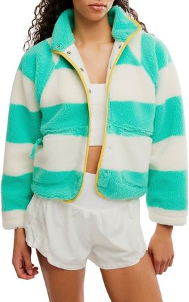 Free People FP Movement Rocky Ridge Fleece Jacket in Rugby Stripe Lucky S at Nordstrom, Size X-Small