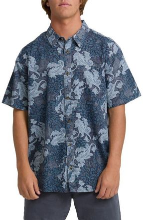Billabong Sundays Paisley Short Sleeve Button-Up Shirt in Mid Blue at Nordstrom, Size Xx-Large