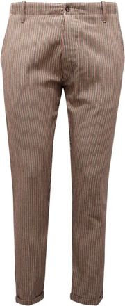 Officina36 Beige Gestreepte Broek - Heren - Chinos - Veelkleurig - S - Katoen - Broeken