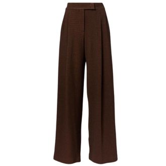 Max Mara Wide Trousers, female, Brown, Size: M Brown Palazzo Jacquard Trousers