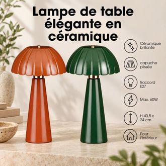 MiCa Decorations L&aacute;mpara de mesa naomi marr&oacute;n h40.5xb24xl24cm
