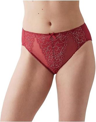 Wacoal Retro Chic Hi-Cut Brief Womens Underwear Regina Red : 2XL, Cotton/Lace/Mesh