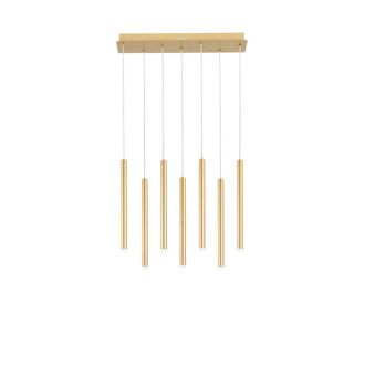 Luce-Ambiente-Design Led Suspension Pype with 7 Gold Metal Pendants, Cct