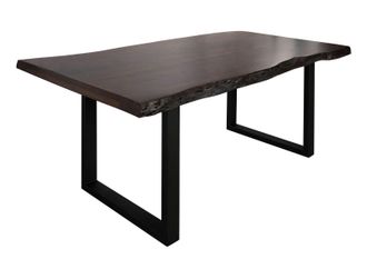 Massivmoebel24 Freeform 5 Tavolo Da Pranzo In Legno Di Acacia - Laccato Marrone / Gambe In Ferro - Antracite Mat 200x100x77