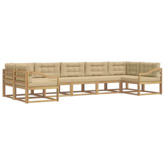 vidaXL Conjunto De Sof&aacute;s De Exterior Con Coj&iacute;n 7 Pcs Y Beige Vidaxl
