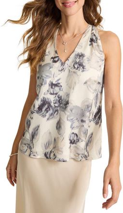 Tommy Bahama Jeweled Blossom Sleeveless Satin Top in Coconut at Nordstrom, Size X-Small