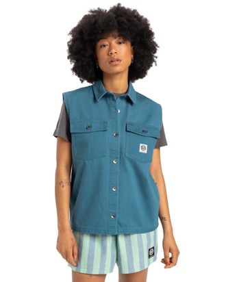 Quiksilver Kurzarmshirt QUIKSILVER Jolk, Damen, Gr. XS, blau (real teal), 100% Baumwolle, Shirts Kurzarmshirt