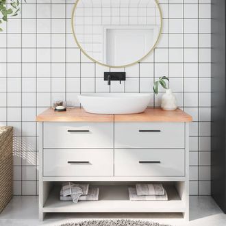vidaXL Encimera Ba&ntilde;o Madera Maciza Tratada Marr&oacute;n Claro 120x40x(2-4)cm Vidaxl