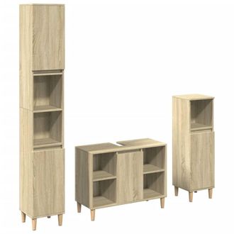 Berkfield Home 3 Piece Bathroom Furniture Set Sonoma Oak Engineered Wood in Light Brown