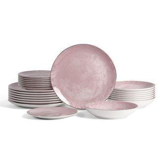 Christian Siriano Onyx 24-Piece Dinnerware Set Porcelain, Service for 8 in Pink And Gold at Nordstrom