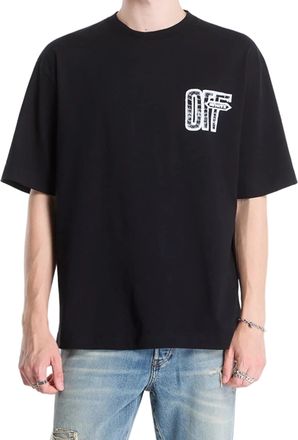 Off-white Loose Fit Black Short-Sleeve T-Shirt with Graphic Elements