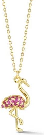Ember Fine Jewelry 14K Yellow Gold Ruby Flamingo Pendant Necklace in Gold/Pink at Nordstrom Rack, Size 17
