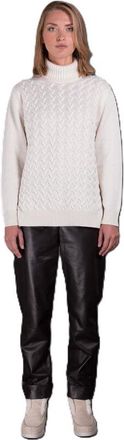 Moorer Womens White Cable Knit Sweater, Size 40