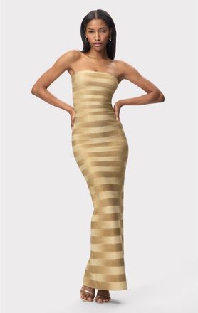 H&eacute;rve L&eacute;ger The Nia Gown in Gold Ombre at Nordstrom, Size Xx-Small