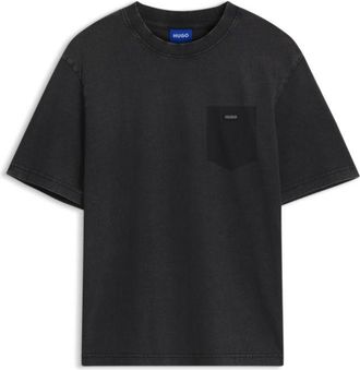 HUGO BOSS Regular-fit T-shirt in washed cotton with logo badge