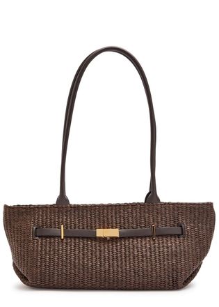 DeMellier The New York Raffia and Leather Shoulder bag - Dark Brown - One Size