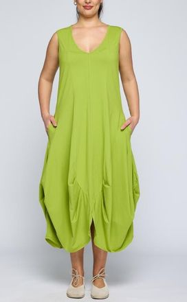 Luukaa D'Celli Calista Voluminous Jersey Dress in Lime at Nordstrom, Size 10