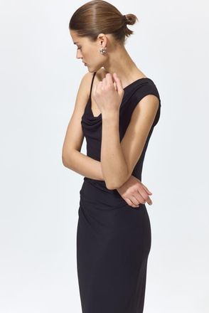 H&M Asymmetric Jersey Dress in Black at Nordstrom, Size Xx-Large