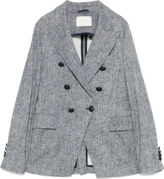 Circolo 1901 Double-Breasted Jas met Amerikaanse Stijl - Dames - Blazers - Blauw - XL - Katoen - Jassen
