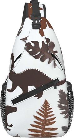 Generic Dinosaur Leaves Sling Bag Lightweight Chest Bag Anti Theft Crossbody Bags For Camping Women Runner