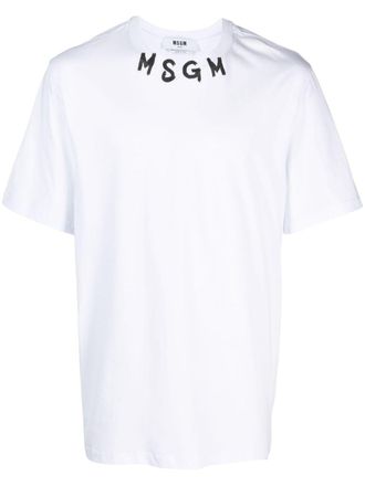 Msgm logo-lettering print cotton T-shirt - White