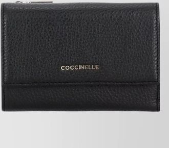 Coccinelle pebbled leather foldable wallet rear pocket