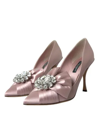 Dolce & Gabbana Crystal-Embellished Satin Pump - Pink
