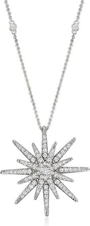 Ross-Simons Diamond Starburst Necklace in Sterling Silver