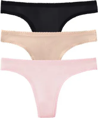 OnGossamer 3-Pack Mesh Thongs in Blk/chp/pny at Nordstrom, Size X-Small/small