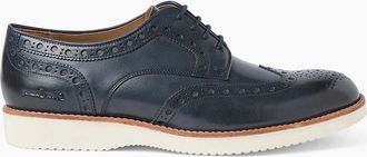 Oliver Sweeney Mens Oliver Sweeney Antiqued Leather Derby Brogues - Navy - Size: UK-11 / us-12 / eu-45
