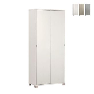 OEM Armario Multiusos De Dos Puertas Correderas Con Baldas Blanco Fresno 82x41x H190 Cm