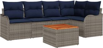 vidaXL Conjunto De Sof&aacute;s De Jard&iacute;n 6 Uds. Gris Rat&aacute;n Sint&eacute;tico Vidaxl
