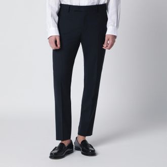 Pantaloni Torino Navy blue wool-blend trousers