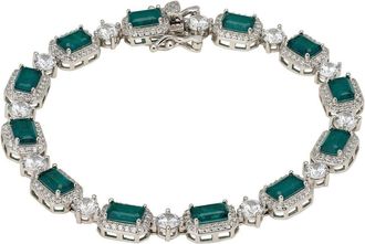 Latelita London Elena Gemstone Bracelet Emerald Silver