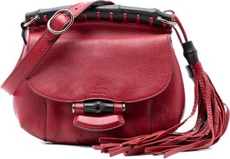 Gucci Pre-owned Gucci Small Leather Bamboo Nouveau Fringe Crossbody Ladies 347104 520981