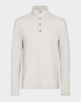 Vince Mens Cotton Four-Button Mock Neck Sweater