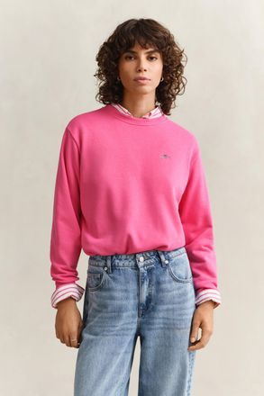 GANT Sweatshirt GANT SHIELD C-NECK SWEAT, Damen, Gr. 3XL, bright fuschia, Sweatware, Obermaterial: 87% Baumwolle, 13% Polyester, Rundhals, Rippb&uuml;ndchen, Sw