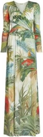 Roberto Cavalli Tropical Palm Print Maxi Dress, Brand Size 40 ( US Size 6 )