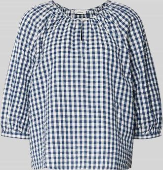 s.Oliver Red Label Loose Fit 3/4-Arm-Bluse aus reiner Baumwolle in Marine, Gr&ouml;&szlig;e 34