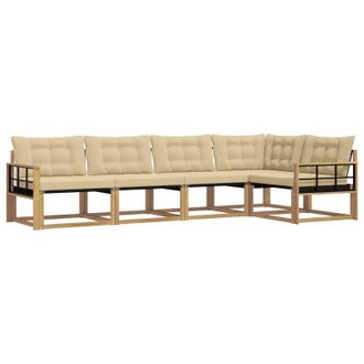 vidaXL Conjunto De Sof&aacute;s De Exterior Con Coj&iacute;n 5 Pcs Y Beige Vidaxl