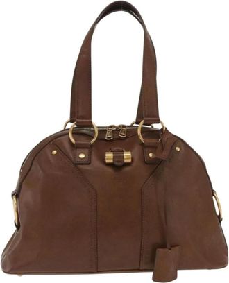 Saint Laurent Pre-owned Shoulder Bags, female, Brown, Size: ONE SIZE Pre-owned Vintage Leather Satchel Bag