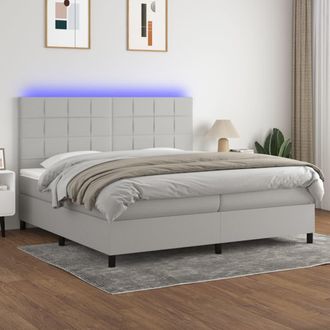 vidaXL Vidaxl - Cama Box Spring Con Colch&oacute;n Tela Y Led Gris Claro 200x200 Cm