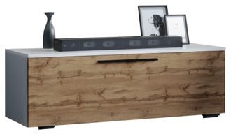 ebuy24 Muebles De Tv Vcm Lowboard Gabinete De Tv Con Puerta Plegable Ancha Dimensiones Al. 39 X An. 115 X T. 40 Cm Muebles Fernseh - Arila M (blanco / Roble 