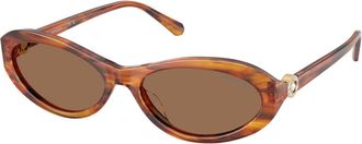 Swarovski Sk 6069U Ovale Zonnebril - Dames - Zonnebrillen - Bruin - 56 MM - Accessoires